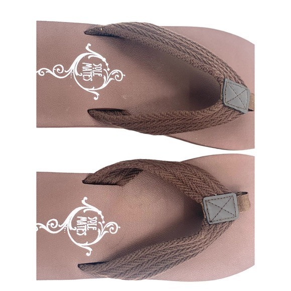 NEW Sole Mates‎ Men’s Flip Flops Sandals NEW Brown Size 9/10 - Picture 5 of 10